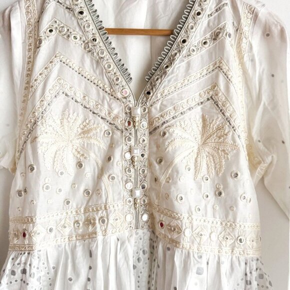 Ethnic by Urban Outfitters White Embroidered Midi Dress M - Picture 3 of 11
